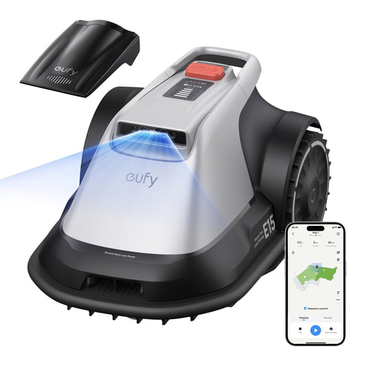 eufy E15 Robot Lawn Mower,Max 0.2 Acres,Wireless Robot Mower with Auto Mapping,Vision Navigation,Multi-Zone Management,Robotic Lawnmower with AI Obstacle Avoidance,APP Control,18°Slope,Cut Height1-3"