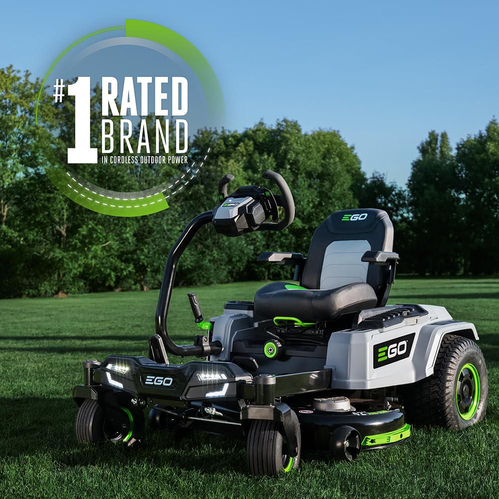 EGO POWER+ ZT4205S 56-Volt 42-Inch Z6 Zero Turn Riding Mower with e-Steer™ Technology, 4 x 12.0Ah Batteries, 700W Turbo Charger Included Plus 2 Extra BA2800T 5.0Ah Batteries